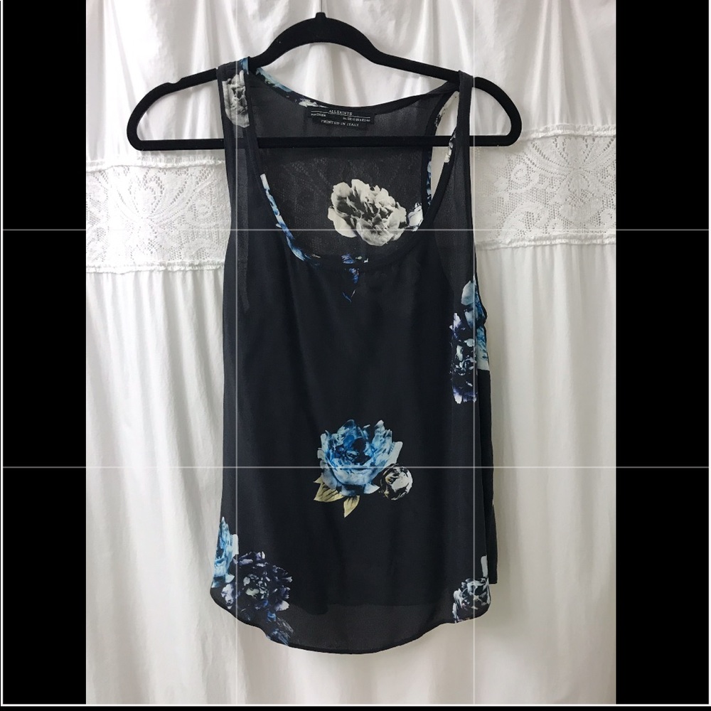 all saints silk floral tank
